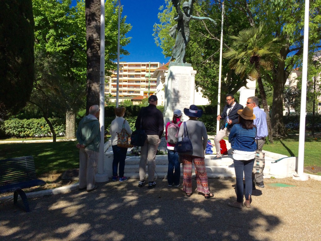 With our tour guide Walid by the remembrance monument, Square Pietra Santa