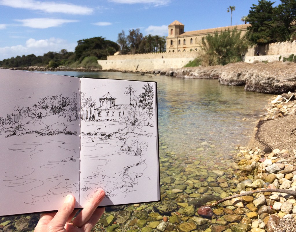 Brenda - initial pen sketch at Abbaye de Lérins